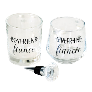Novelty Round Glass Wine Glasses - Wedding Favor Gift Set for Guests