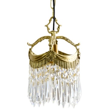French Retro Brass Crystal Large Lamp: Enhancing Modern Design in Bedrooms, Balconies, and Cloakrooms - Suitable for Home or Hotel Use