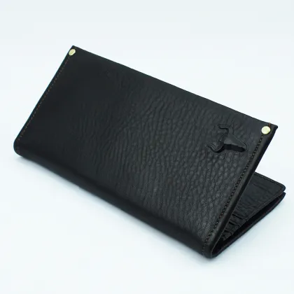 Natural Cow Leather Long Wallet Men