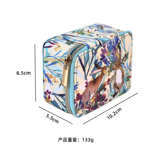 Ins wind PU leather portable earrings storage box