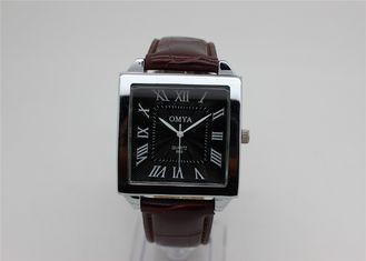 Square Men Quartz Watch analog alloy leather strap Roman Nu