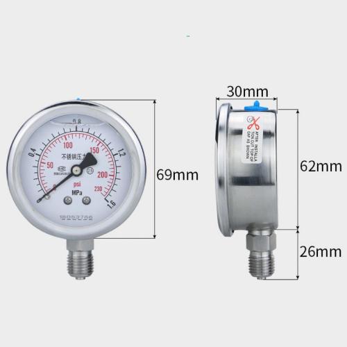 Messicuggio di pressione riempita di liquido idraulico 0-5000 psi