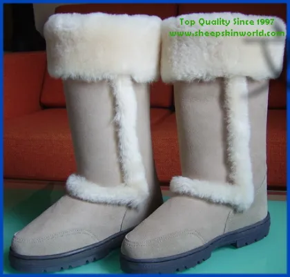 high heel sheepskin boots