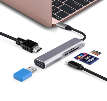 5-in-1 USB 3.1 Hub: Charging Port, HDTV4K, USB 3.0, TF, SD & Type-C Adapter
