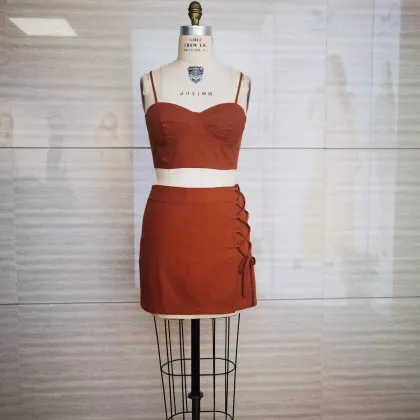 LADIES FASHION SETS SLEEVELESS TOP AND SKIRTS