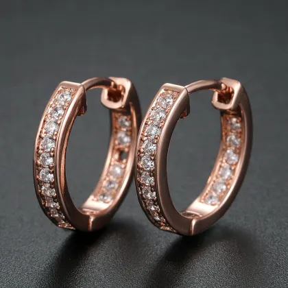Mini Rhinestone Diamond Gold Hoop Earrings