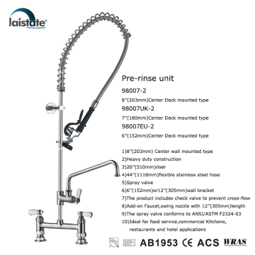 Commercial Kitchen 8''(203) Center Deck Mounted Pre-Rinse Unit With Add On Faucet (98007-2)