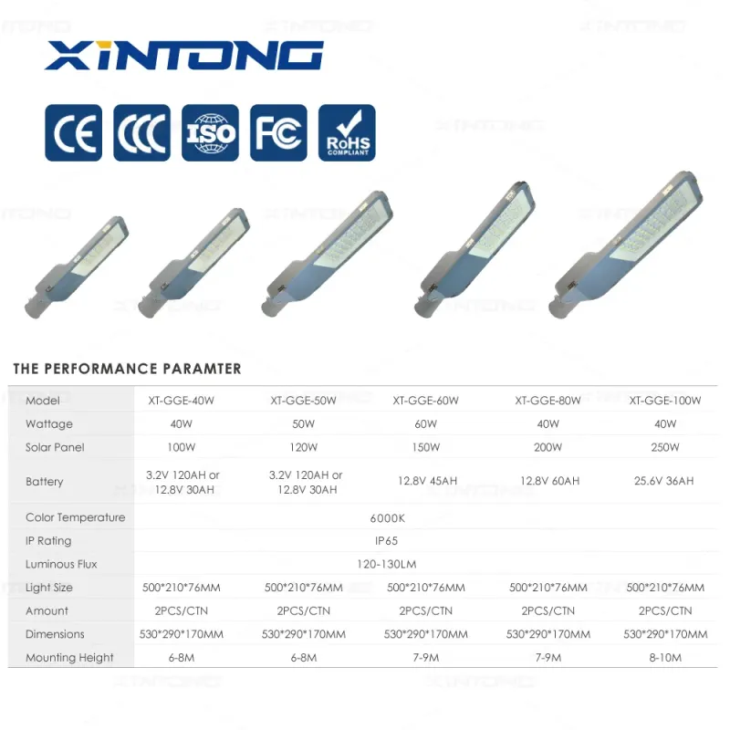 Xintong 60W 100W All-in-One Waterproof Outdoor Solar Street Light