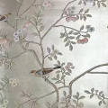 Flower and bird Silver-gray hand-painted wallpaper