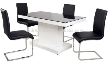 Plate table leg arched metal chair leg dining table set with glass top