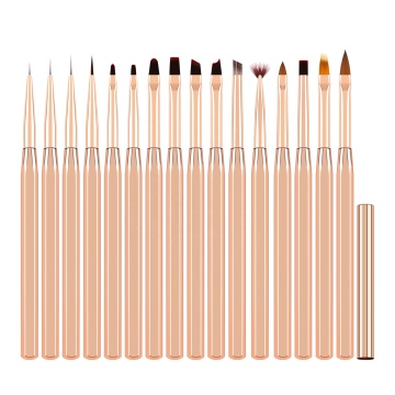 16Pcs Orange Nail Art Brush Set for Painting, Drawing, Carving & More