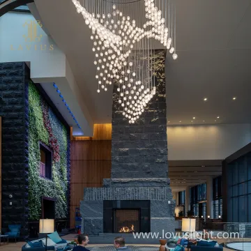 Modern Customized Decoration white Crystal Glass Luxury Wedding Pendant Light Project Big Hotel Lobby Chandelier