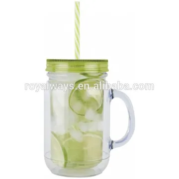 20OZ double wall plastic juice mug with straw and lid