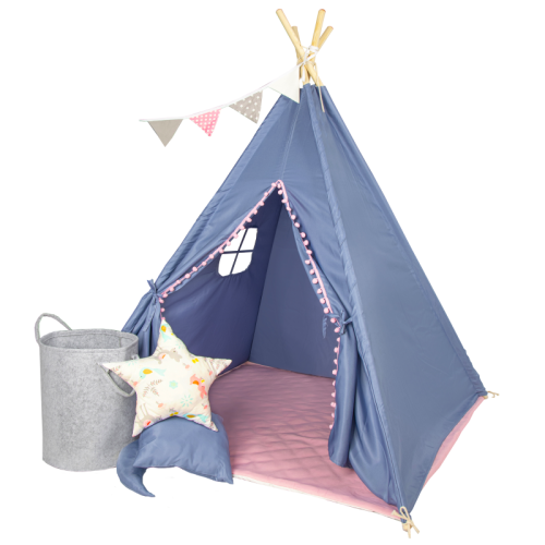 Outdoor Large Teepee Tent Cotton Blend Canvas Chevron Teepee Tent for Kids Factory