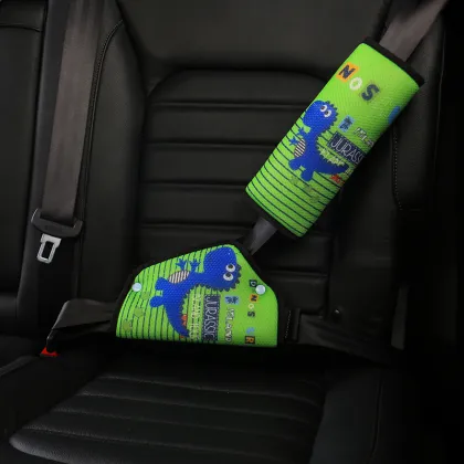 Cartoon seat belt pillow with seat belt adjuster