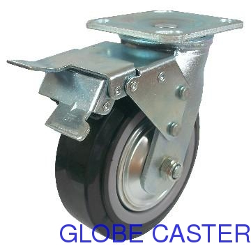 Dual Brake Caster Wheel(black),PU Material,4/5/6/8 inch Available