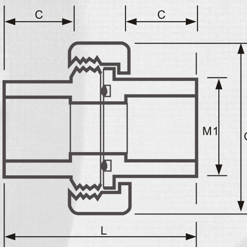 ASTM SCH80 CPVC Union لون رمادي غامق