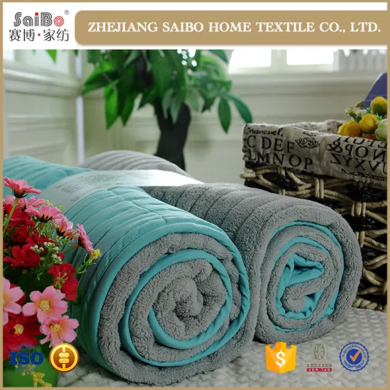 Plain mint coral piping edge blanket