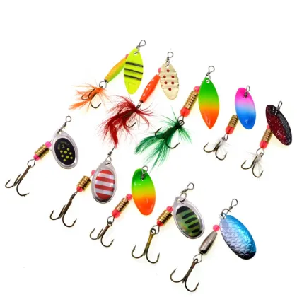 Multicolor Metal Spinner Lures Bait Kit for Bass, Trout, Salmon with Tackle Box