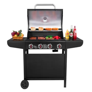 Propane Gas Grill Outdoor Bbq Cooking Smoker Grill Barbecue Indoor Gas Table Grill With Side Burner