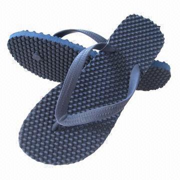 Men's Massage Slippers, Solid Color, Rubber Sole and Rubber Strap, Measuring 41 to 45#