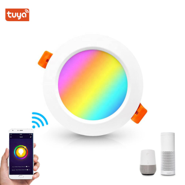 BT Tuya Smart 10W Dimmable RGB+CCT LED Downlight Spotlight: Reversible and Recessed Design