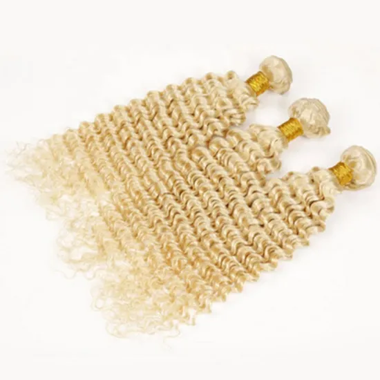 Virgin cuticle aligned deep curly blond 613 human hair extension