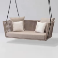 ขายร้อนกลางแจ้ง Rattan Furniture สวนสีขาวสีฟ้าหวายไข่แขวนเก้าอี้ลานแกว่ง