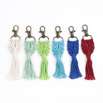 2023 Trendy Braided Keychain with Cotton Rope and Boho Macrame Tassels