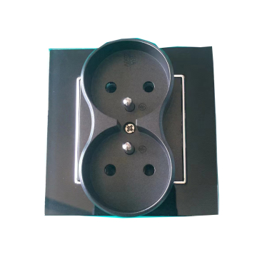 Bingoelec 86mm Double 16A French Socket with Tempered Glass Panel - CE EU Standard