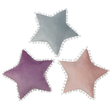 Factory Direct Pom Pom Decor Velvet Star Pillow for Kids