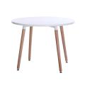 Modern white round dining table wood base