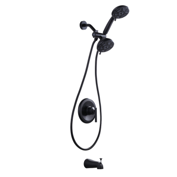 Black 7-Spray Dual Shower Head Combo Set with Handheld and Wall-Mounted Shower Heads