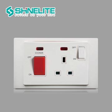 UK 45A switch+neon+13A swithed socket+neon