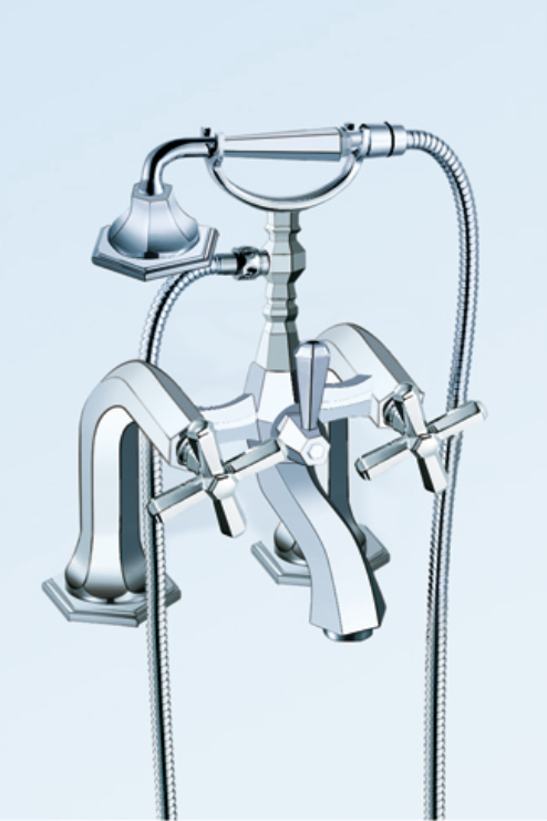 Deck Mounted Cross Handles Bath Mixer ○