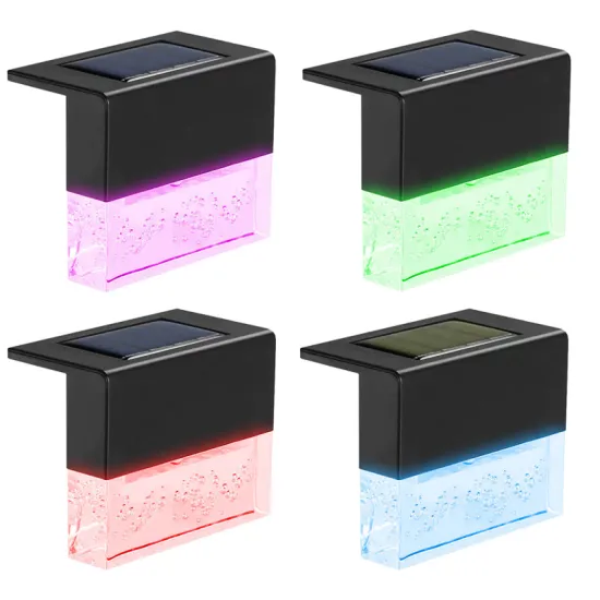 IP65 Outdoor Solar Deck Light - RGB Multi-Color Changing Railing Fence Security Stair Lamp