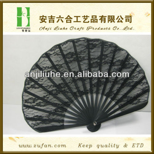 black shell-shaped lace handicraft bamboo fan