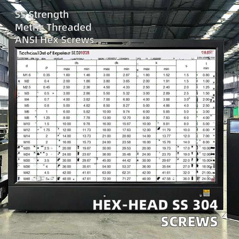 Custom Stainless Steel SS 304 High Strength ANSI B18.3 Hex Head Screws 1/4-5/8 Inch American