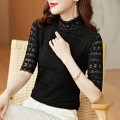 Women's Lace Shirt Half Sleeve Top