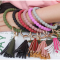 Pulsera de llavero con cuentas de silicona personalizada con borla