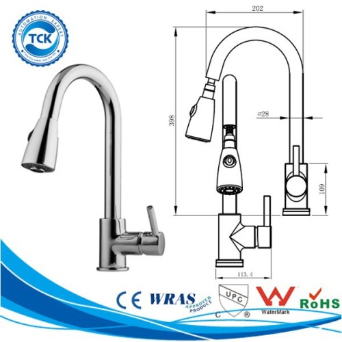 Hands touch sensor operated brass faucet kitchen tap pull out