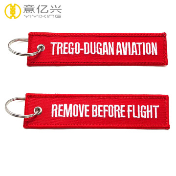 before flight embroidered ribbon keychain personalized