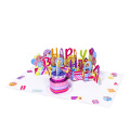 Biglietto musicale pop-up per torta di compleanno rosa 3D