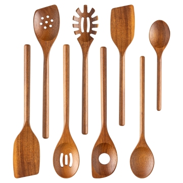 8Pcs Kitchenware Set: Cooking Shovel, Spoon, Mixing Spoon & Acacia Wood Salad Spoon
