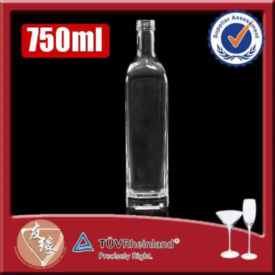 High grade high transparent screw top glass bottle 750 ml clear