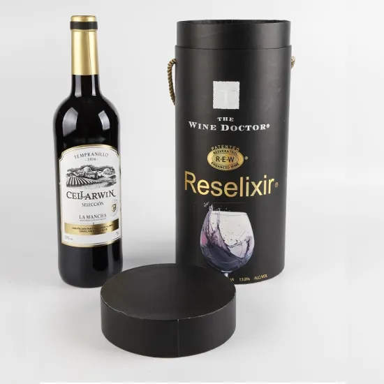 Europe Style Logo Customized Cylinder Wine Gift Box