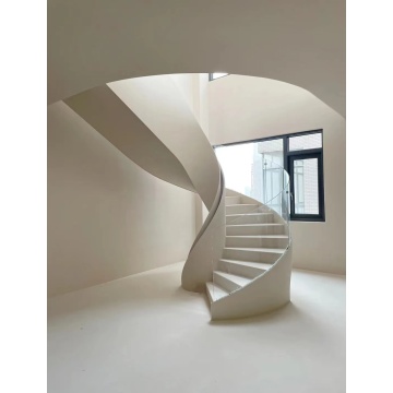MS أعلى جودة من الرخام الأبيض النقي الدرج المنحني الدرج الحلزوني الدرج الخارجي