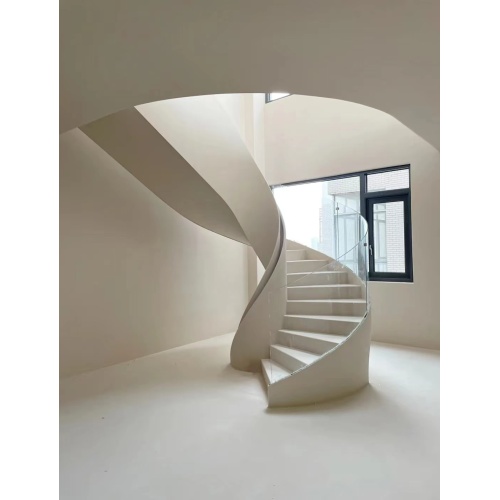 MS أعلى جودة من الرخام الأبيض النقي الدرج المنحني الدرج الحلزوني الدرج الخارجي