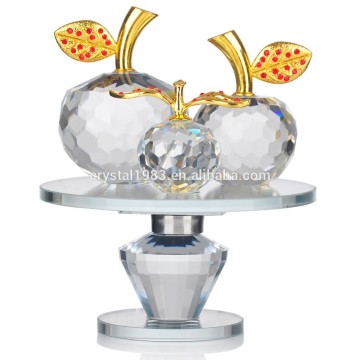 Crystal k9 glass decorative glass apple with base for christmas decorations
