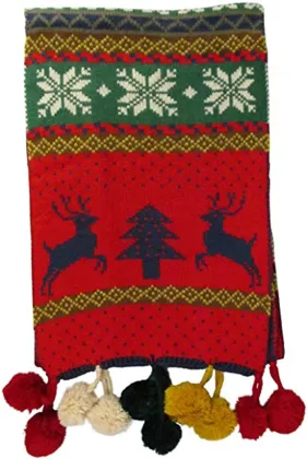 knitted warm pompom deer scarf for christmas